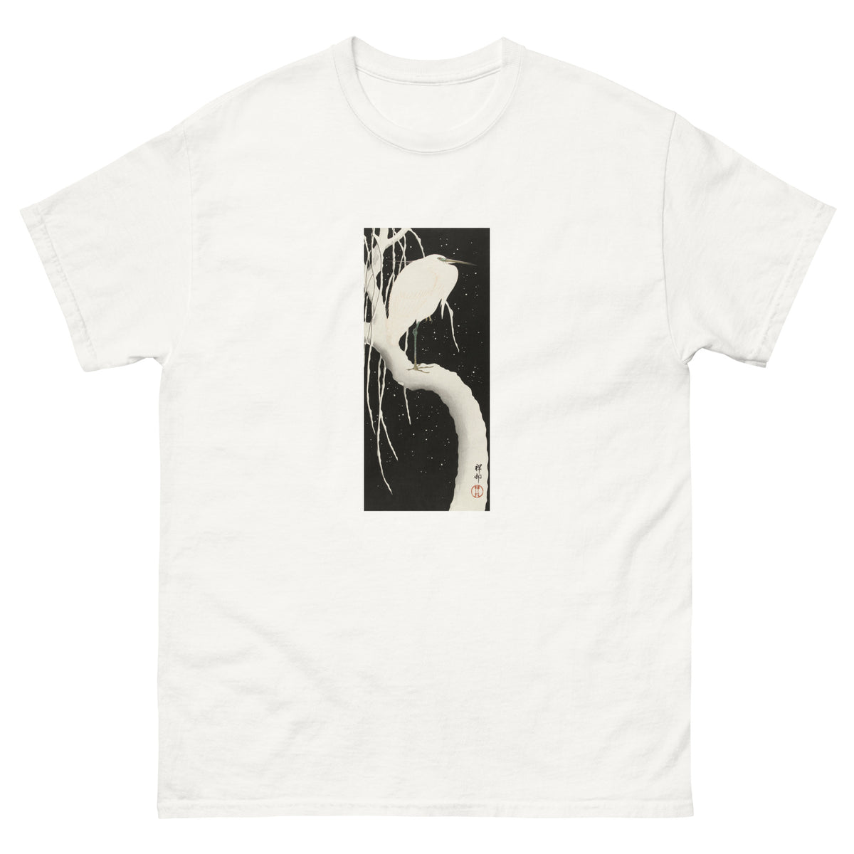 White T-shirt Heron In Snow Essential