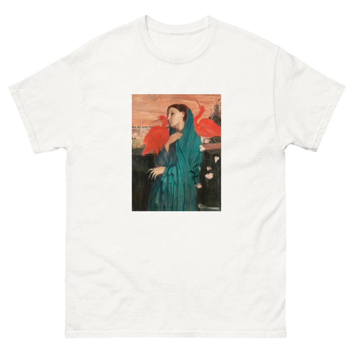 White T-shirt Young Woman With Ibis Painting In High Resolution Essential