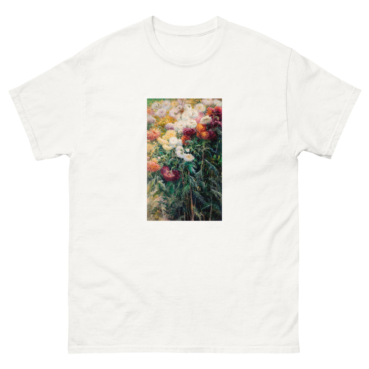 White T-shirt Chrysanthemums In The Garden At Petit Gennevilliers Painting In High Resolution Essential