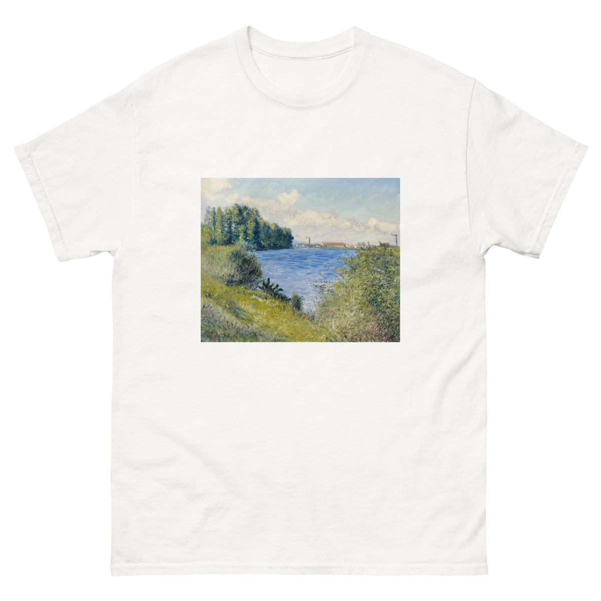 White T-shirt The Seine At Argenteuil Painting In High Resolution Essential