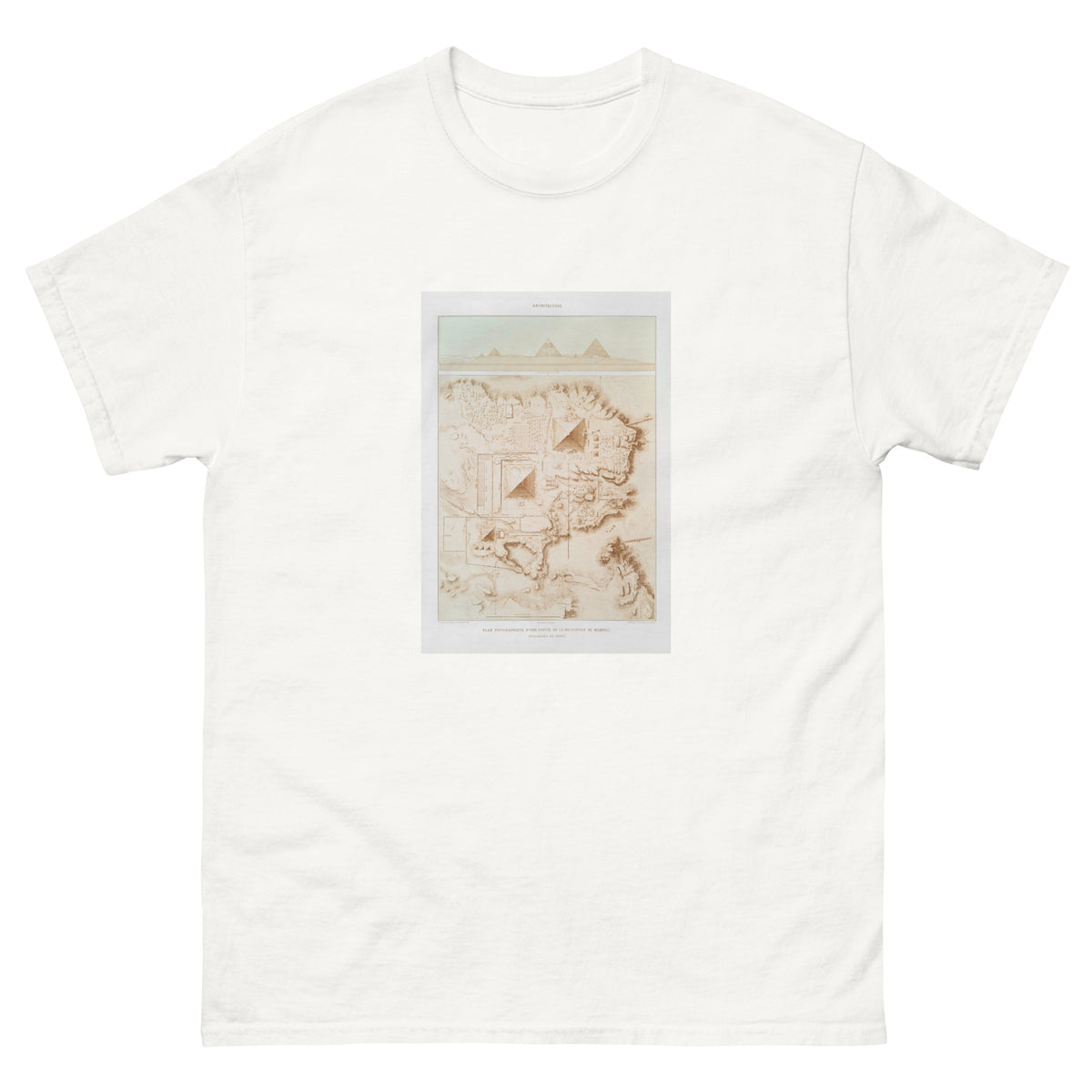 White T-shirt Topographic Map Of Part Of The Memphite Necropolis Pyramids Of Giza Essential