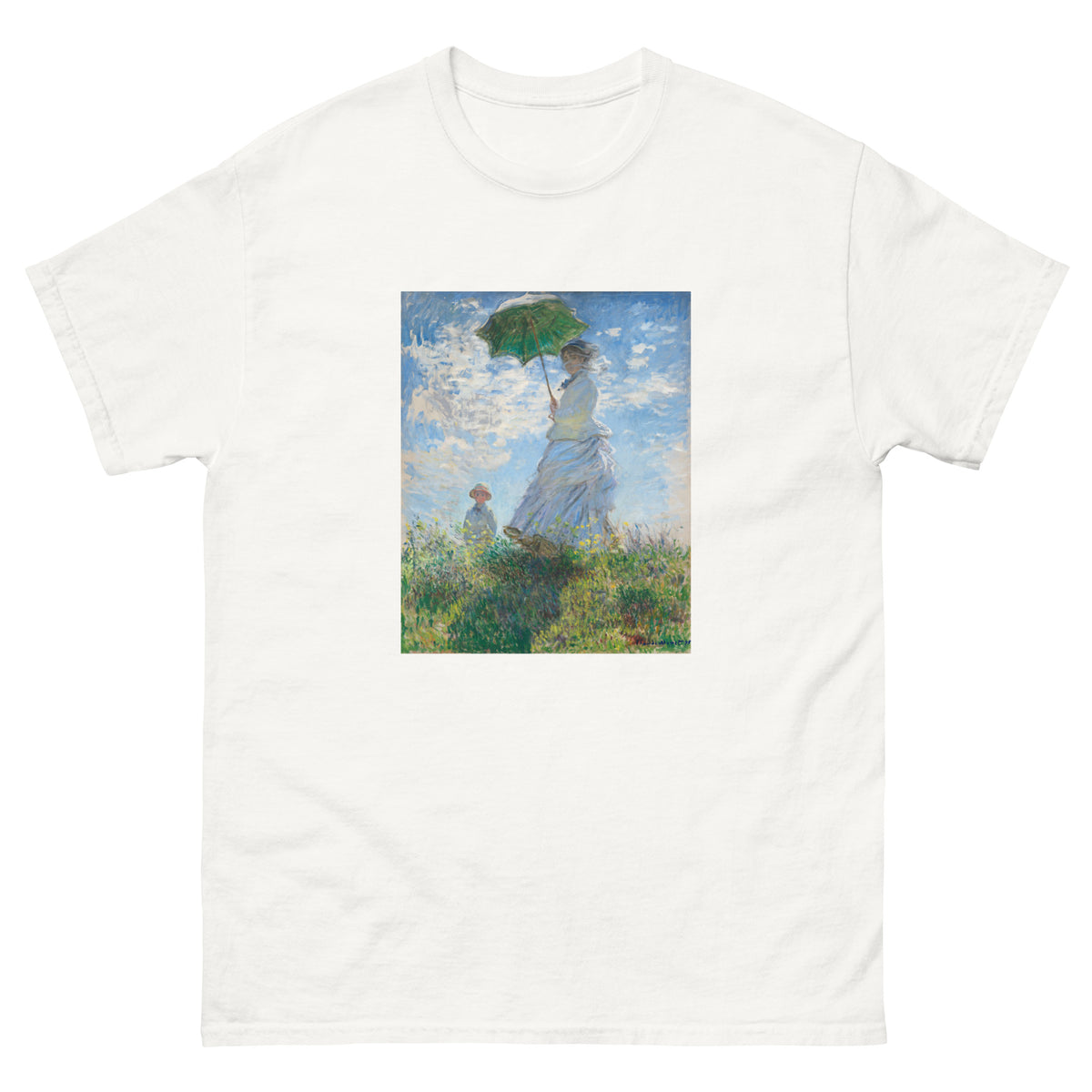 White T-shirt Claude Monet S Madame Monet And Her Son Woman With A Parasol Famous Painting Essential