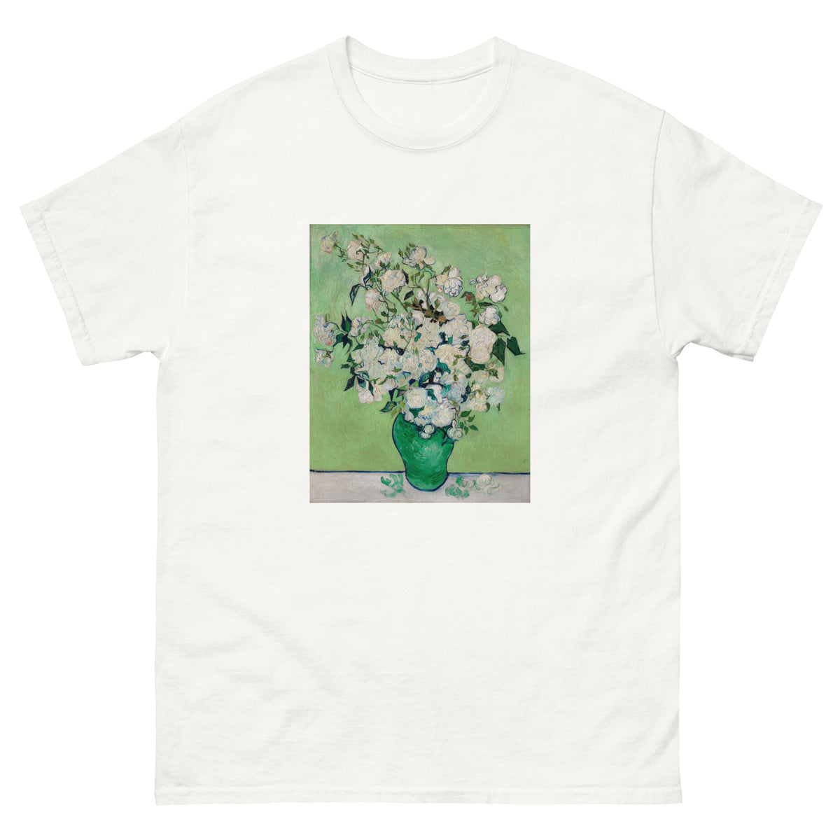 White T-shirt Roses Van Gogh Met Essential