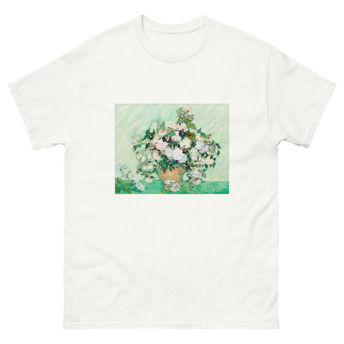 White T-shirt Roses Van Gogh Nga Essential
