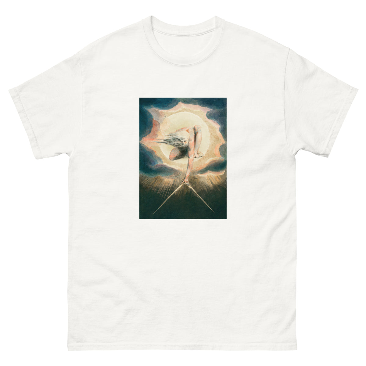 White T-shirt Ancient Of Days Setting A Compass To The Earth Illustration - William Blake 1794 Essential