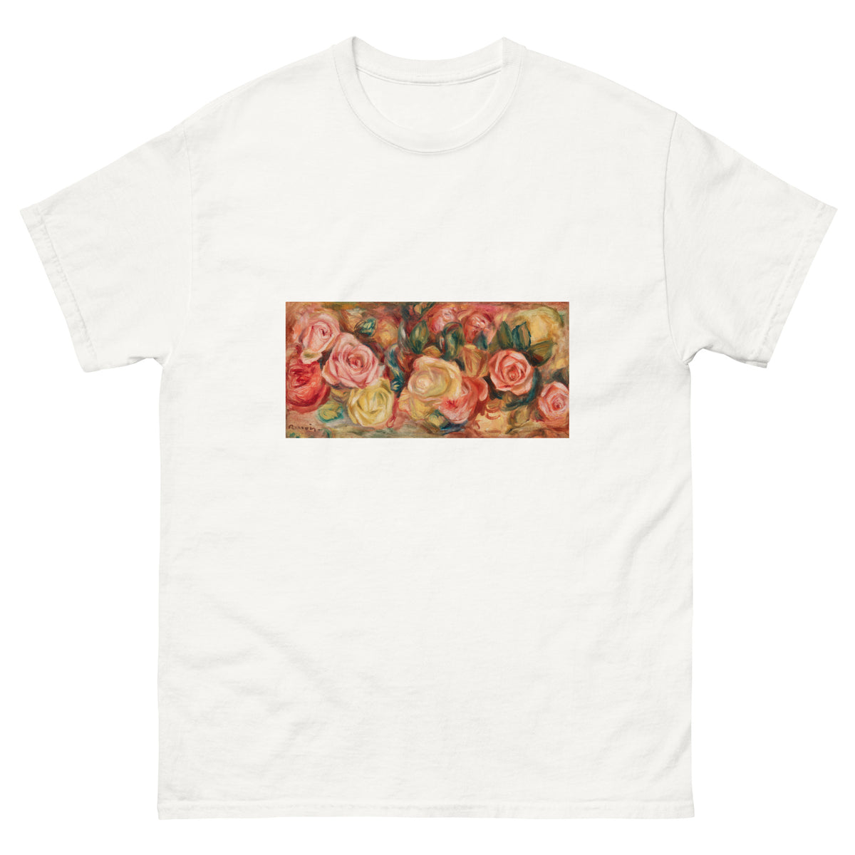 White T-shirt Roses Renoir Essential