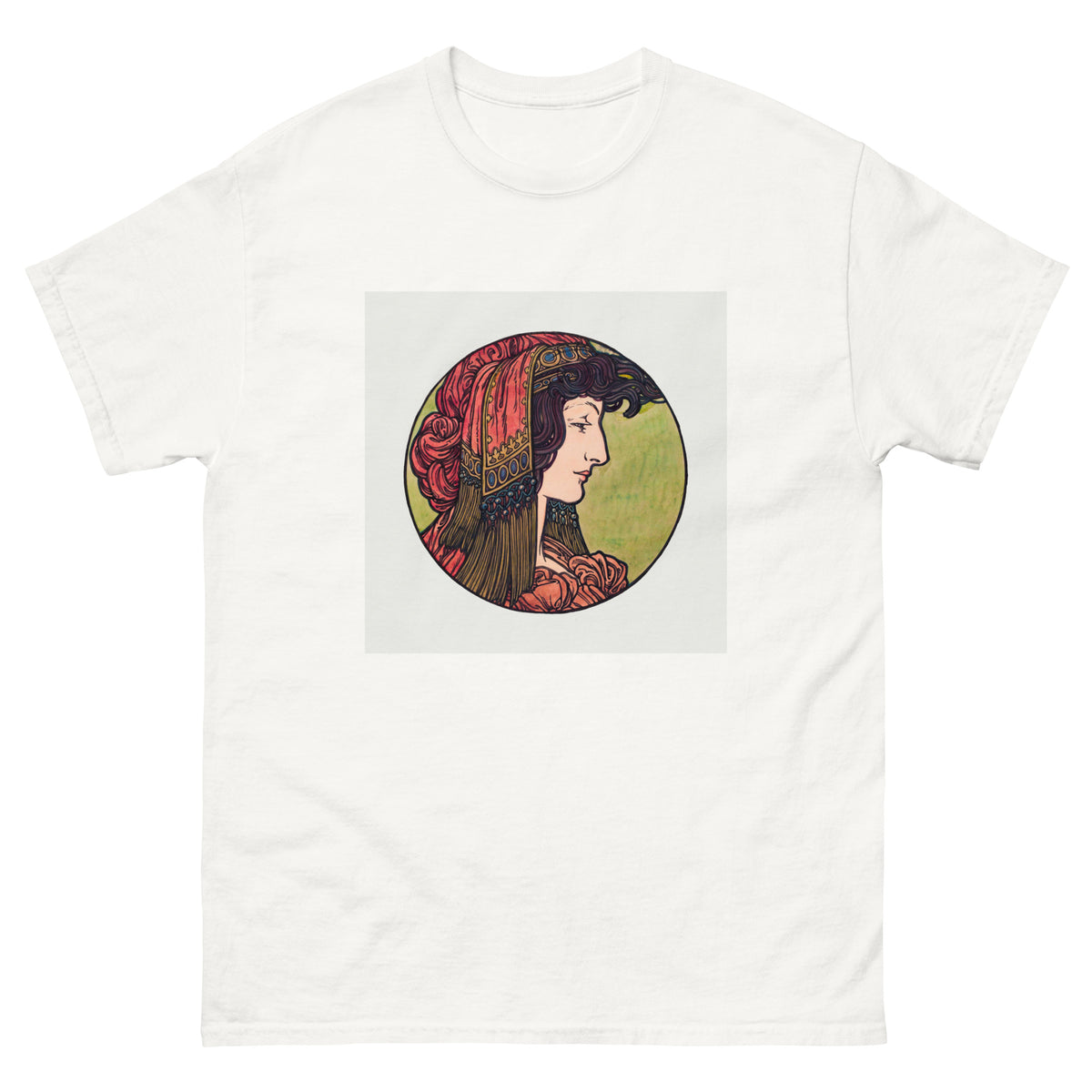 White T-shirt Stained Glass Fouquet Mucha IV Essential