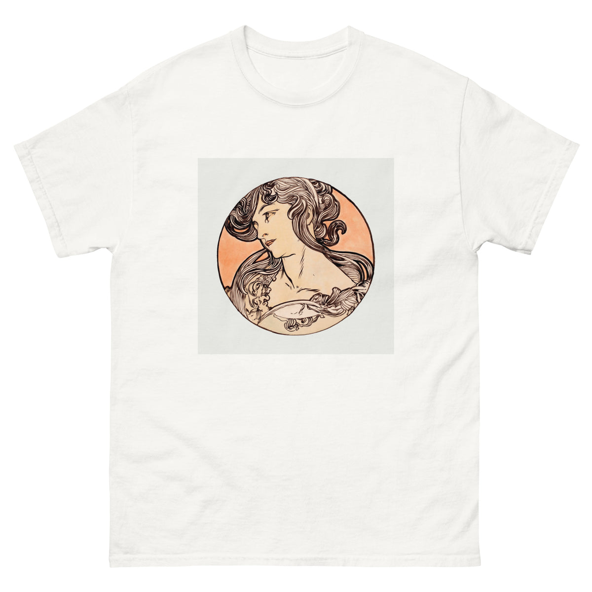 White T-shirt Stained Glass Fouquet Mucha IX Essential