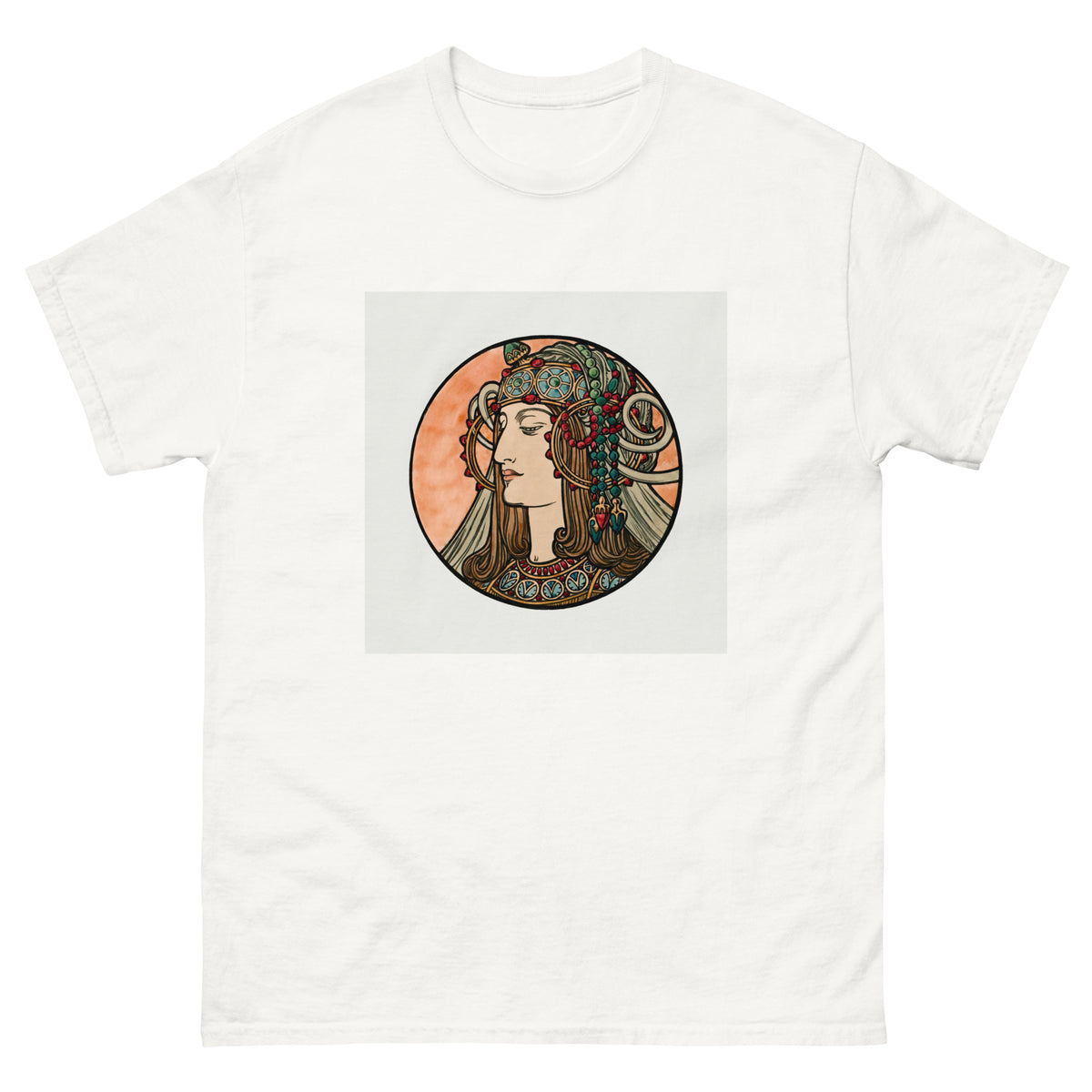 White T-shirt Stained Glass Fouquet Mucha VI Essential