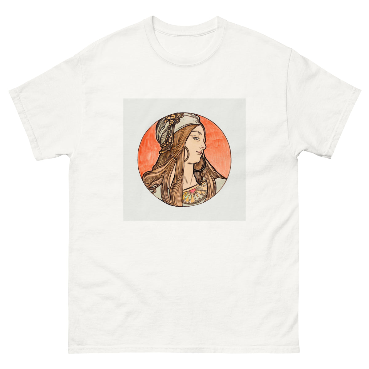 White T-shirt Stained Glass Fouquet Mucha VIII Essential