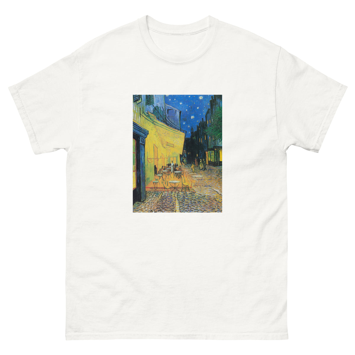 White T-shirt Vincent Van Gogh S Cafe Terrace At Night Famous Painting Essential