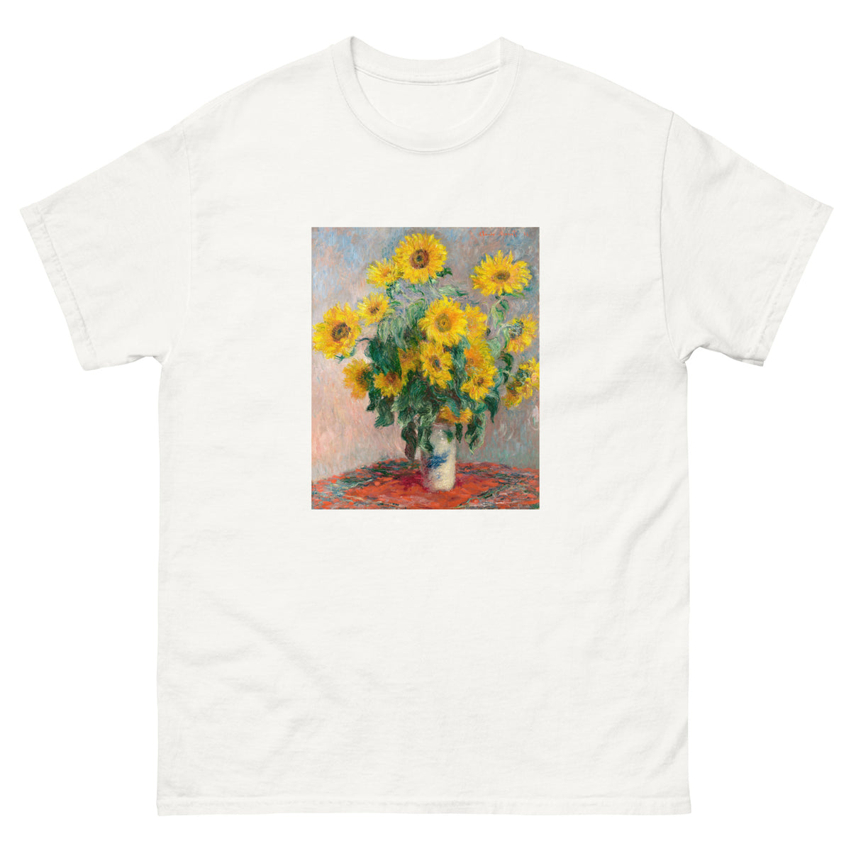 White T-shirt Bouquet Of Sunflowers Essential