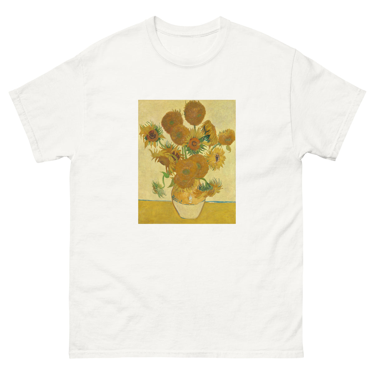 White T-shirt Vincent Van Gogh S Sunflowers Famous Still Life Painting Essential