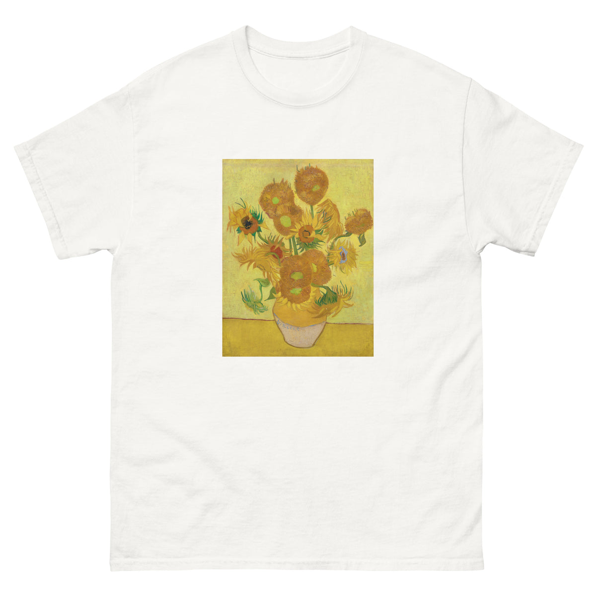 White T-shirt Vincent Van Gogh S Sunflowers Famous Painting Essential