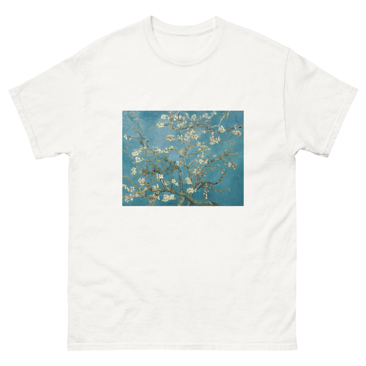 White T-shirt Vincent Van Gogh S Almond Blossom Famous Painting Essential