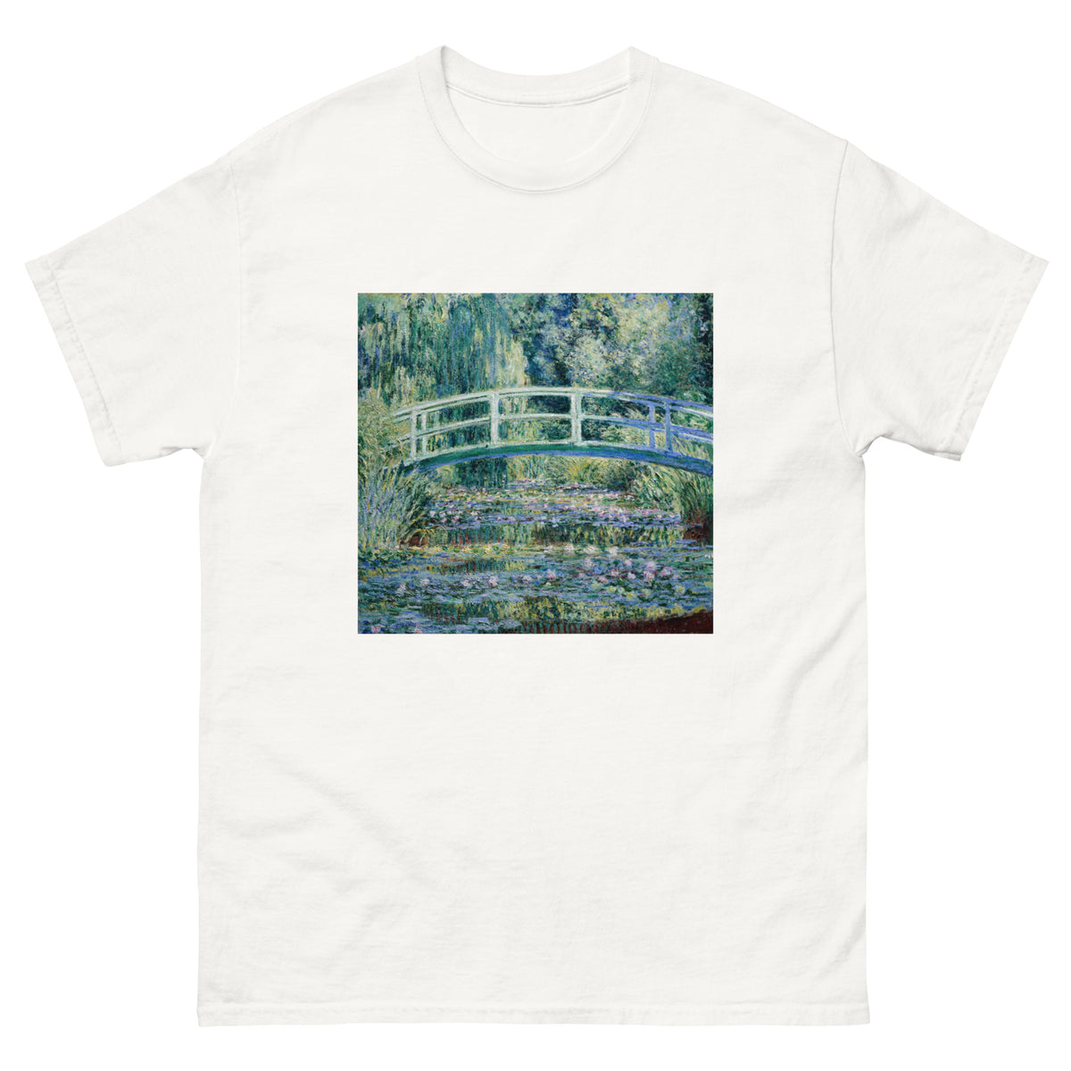 White T-shirt Claude Monet S Water Lilies And Japanese Bridge Famous Painting Essential