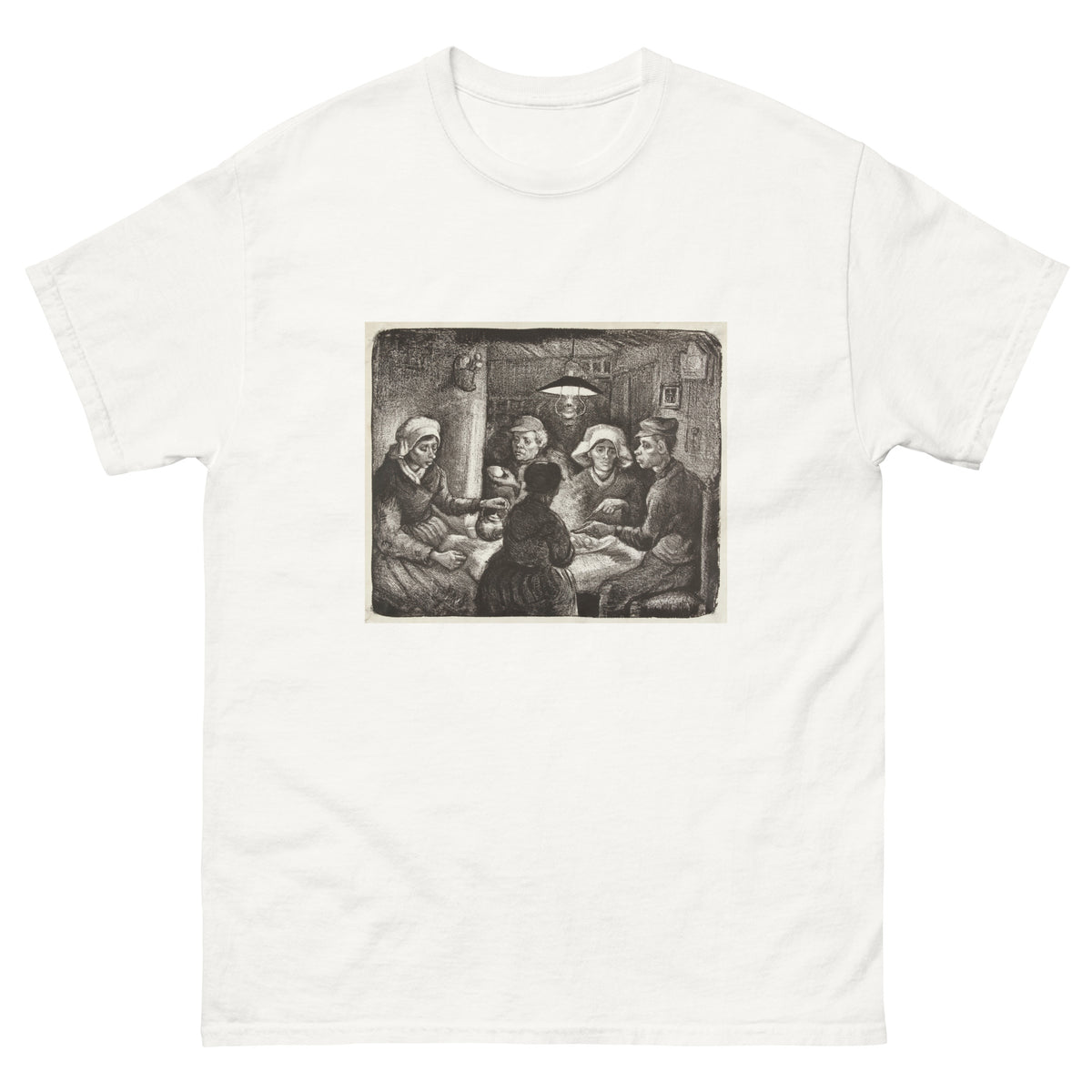 White T-shirt Composition Lithograph Of The Potato Eaters De Aardappeleters 1885 Essential