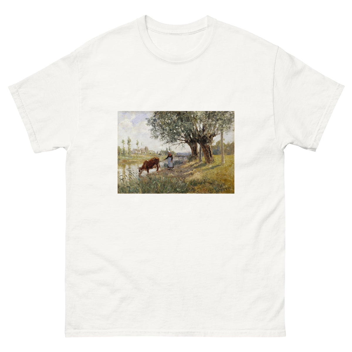 White T-shirt Countryside Near Grez-Sur-Loing Painting In High Resolution Essential