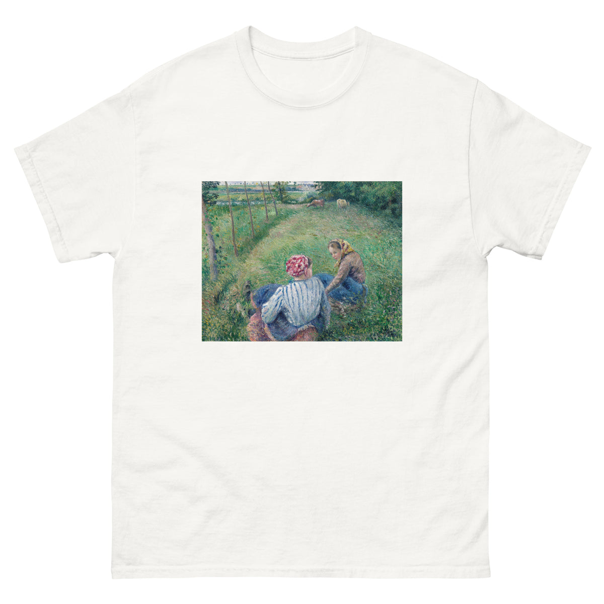White T-shirt Young Peasant Girls Resting In The Fields Near Pontoise Essential