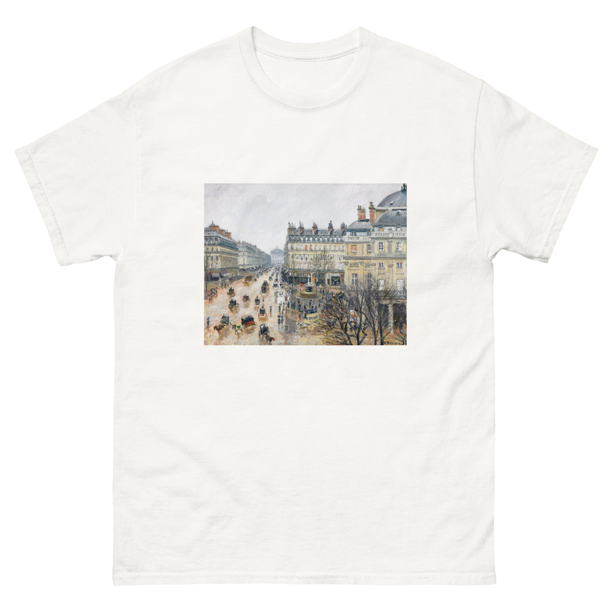 White T-shirt French Theater Square Paris Painting In High Resolution Essential