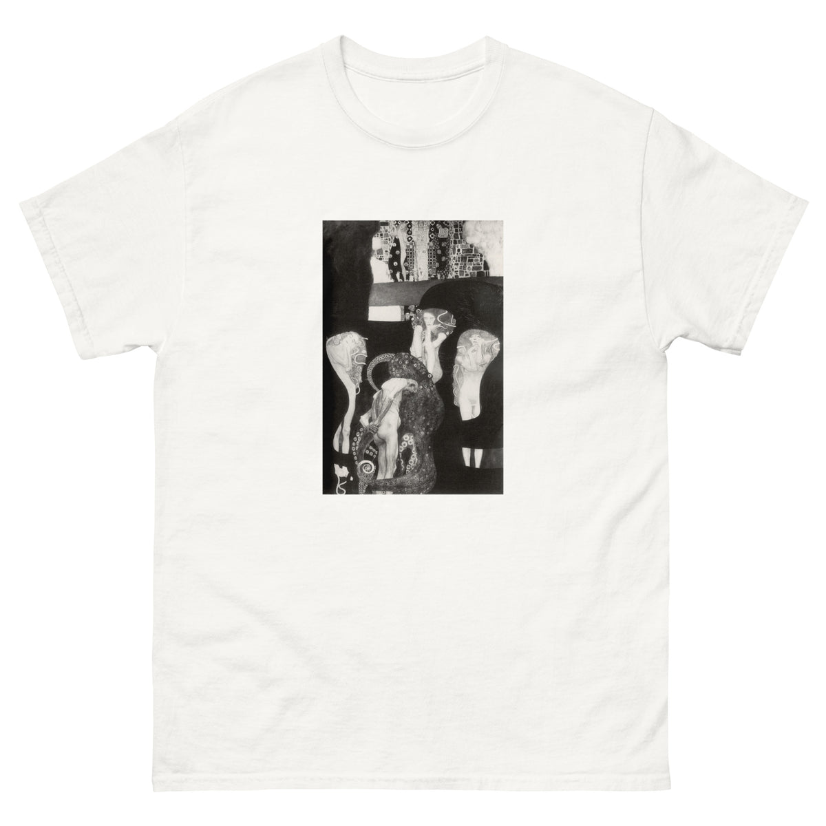 White T-shirt Gustav Klimt Jurisprudence Famous Painting Essential