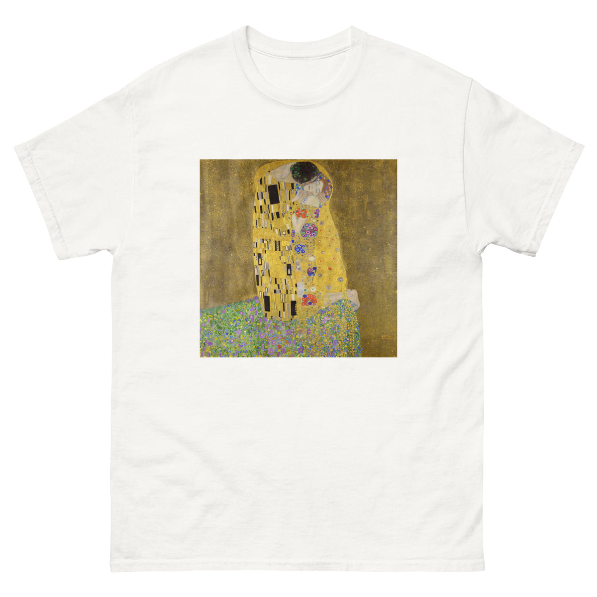 White T-shirt Gustav Klimt The Kiss Famous Painting Essential