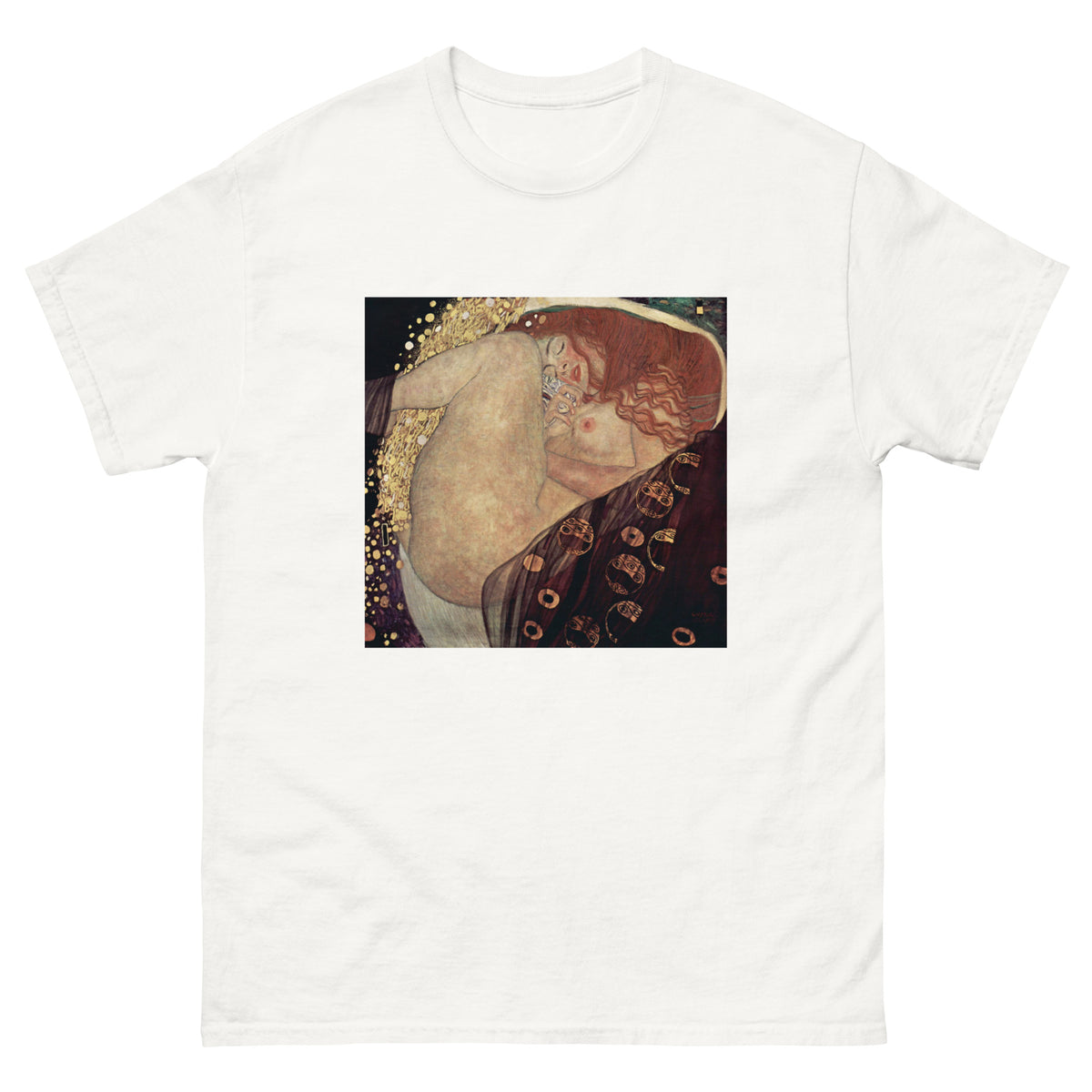 White T-shirt Gustav Klimt Danae Famous Painting Essential