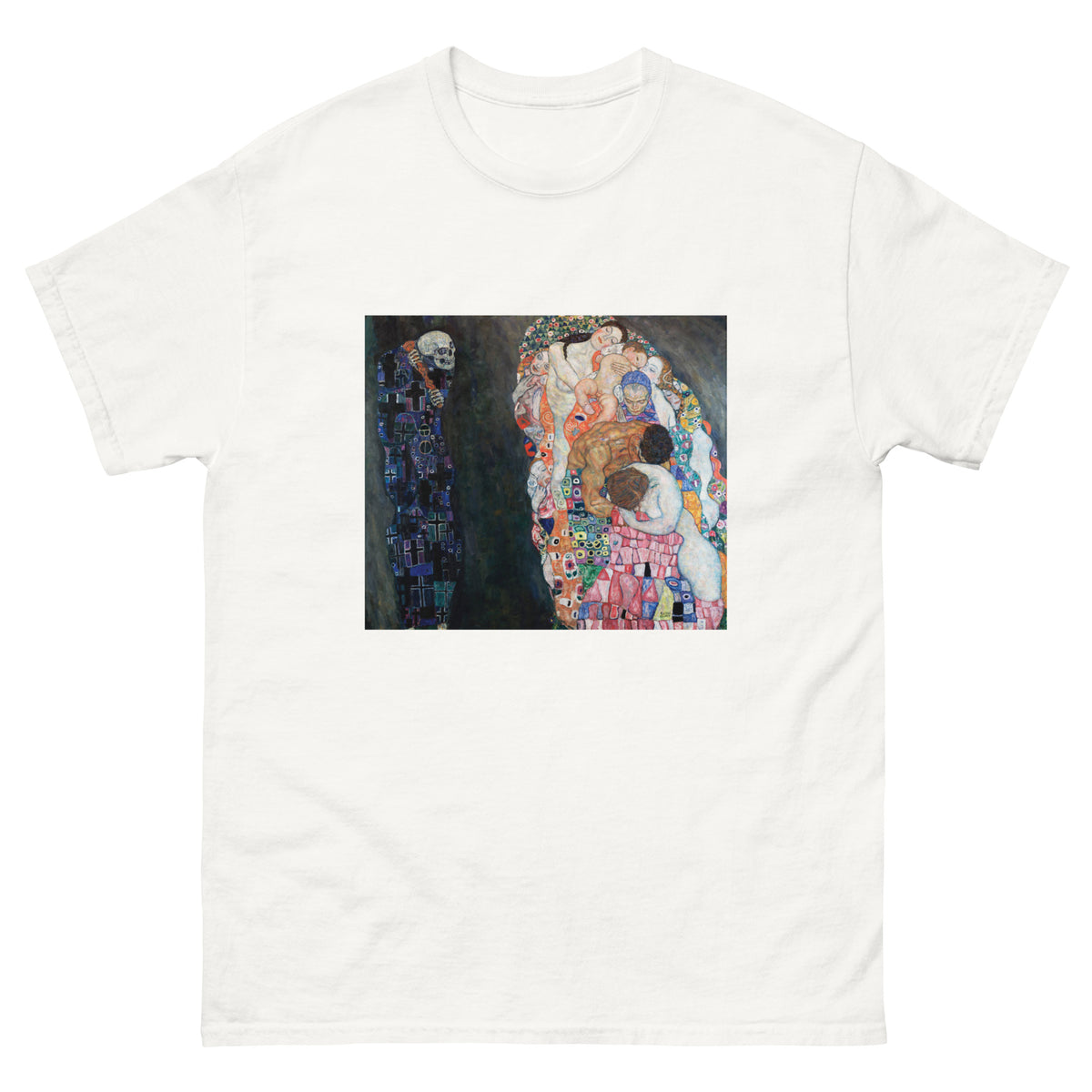 White T-shirt Gustav Klimt Death And Life Famous Painting Essential