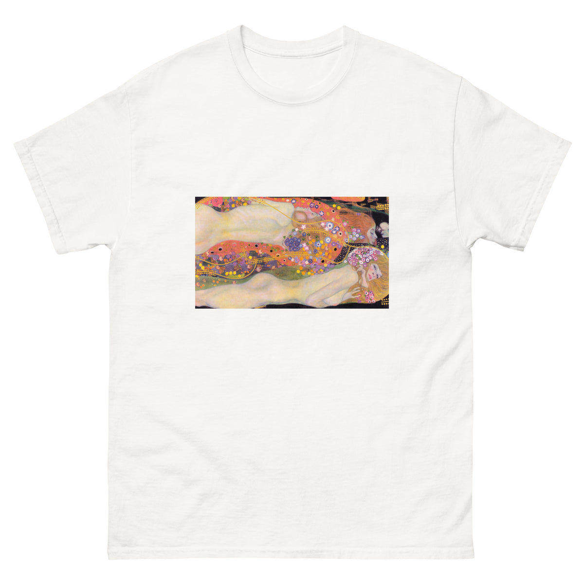 White T-shirt Gustav Klimt Water Serpents II Famous Painting Essential