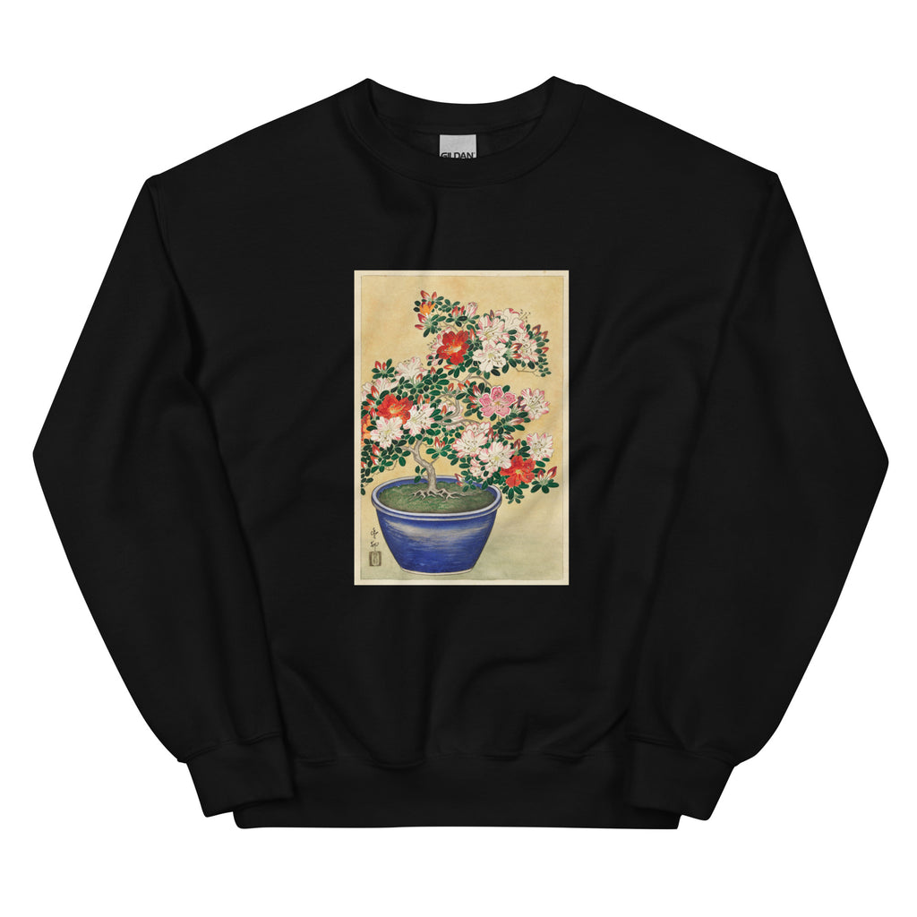 Black Sweater Blooming Azalea In Blue Pot - Ohara Koson 1920 Essential