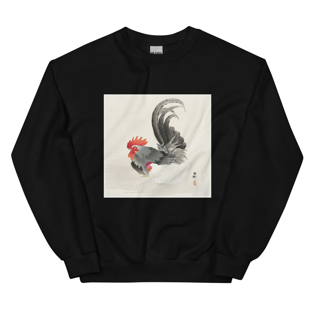 Black Sweater Chicken And Cock - Ohara Koson 1900 Essential