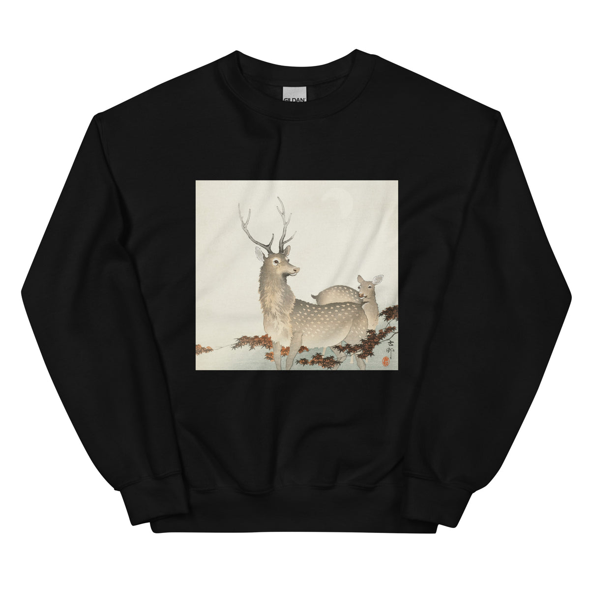 Black Sweater Couple Of Deers - Ohara Koson 1900 Essential