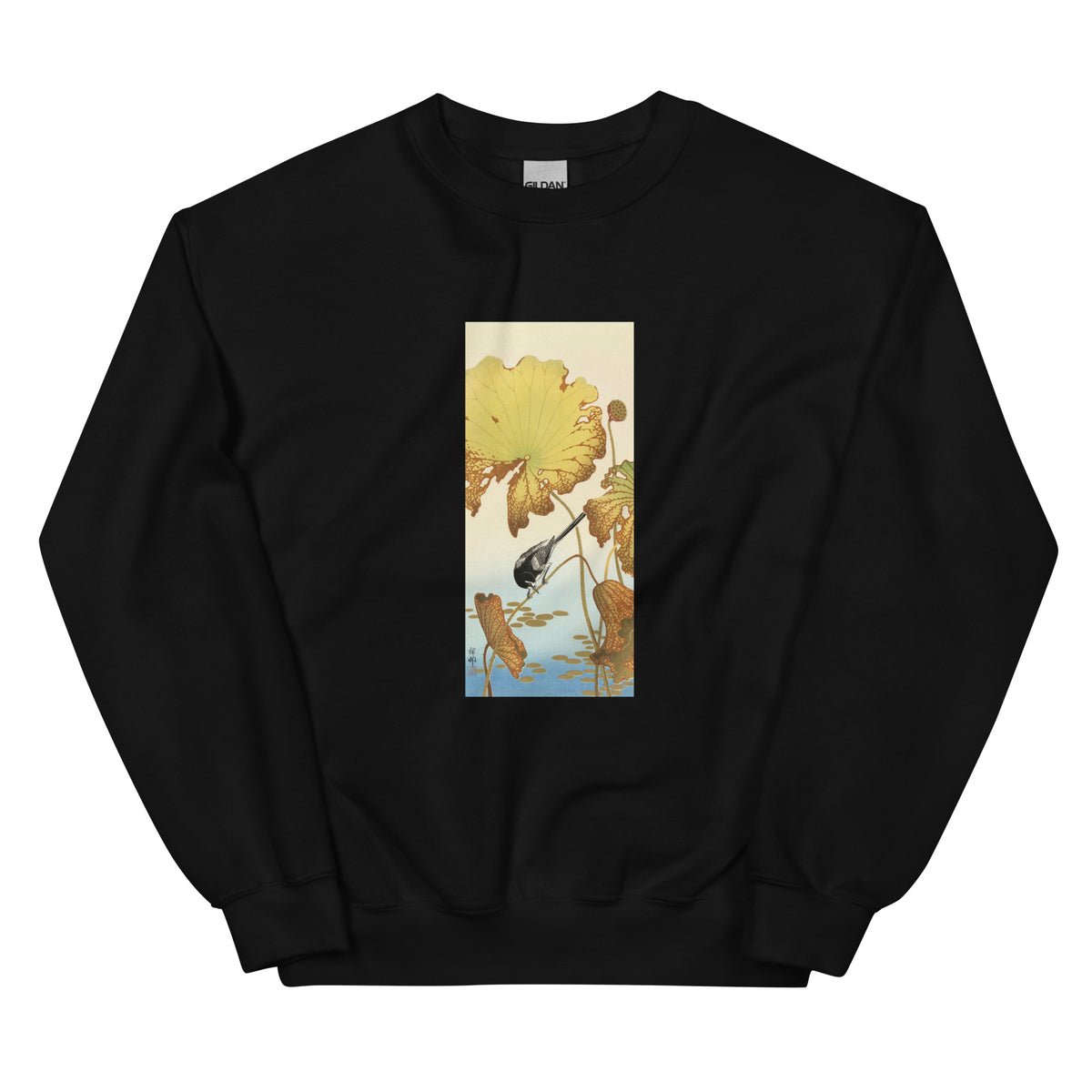 Black Sweater Japanese Wagtail On Lotus Plant - Ohara Koson 1925 Essential