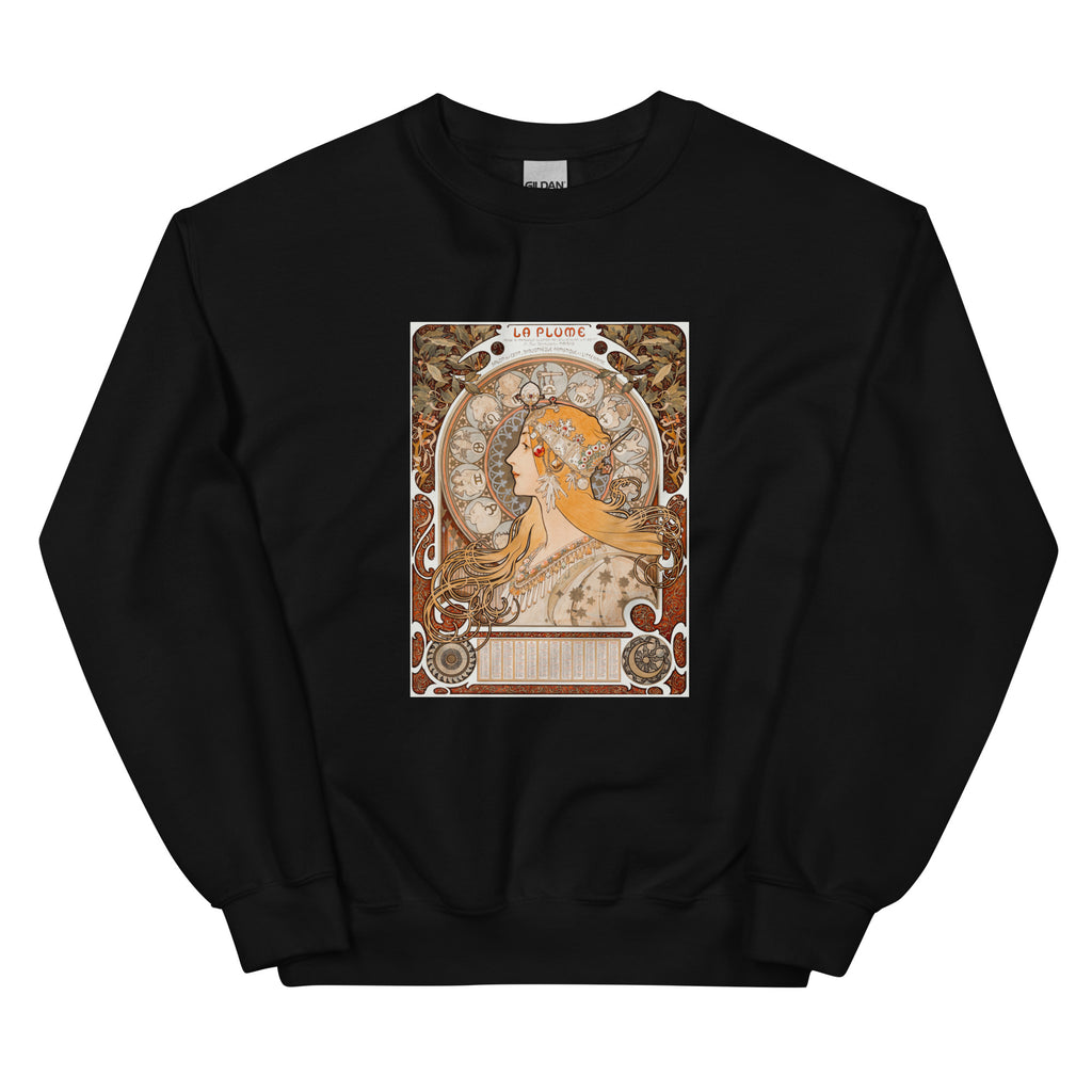 Black Sweater Alphonse Maria Mucha S Zodiaque Or La Plume Famous Art Nouveau Artwork Essential
