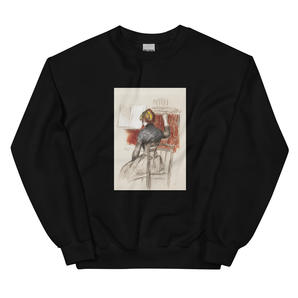 Black Sweater Woman At A Piano Essential