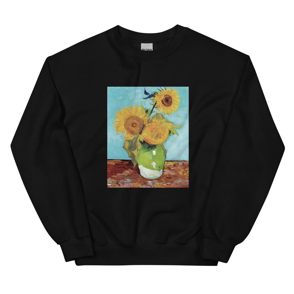 Black Sweater Vincent Van Gogh S Vase With Three Sunflowers Famous Painting Essential