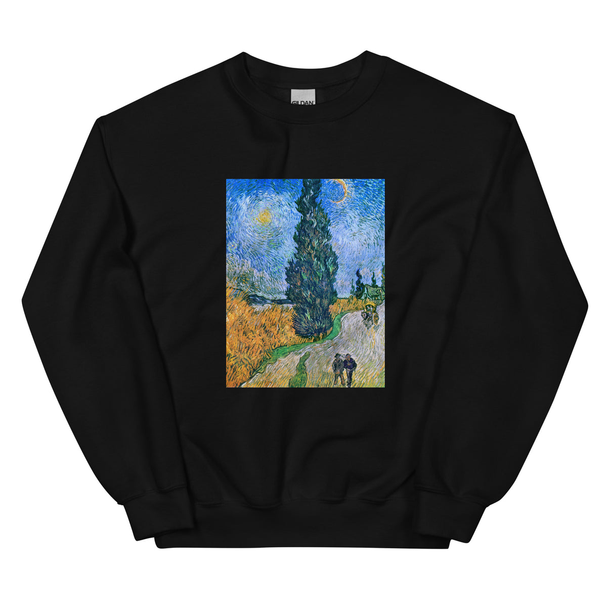 Black Sweater Vincent Van Gogh S Road With Cypress And Star Famous Painting Essential