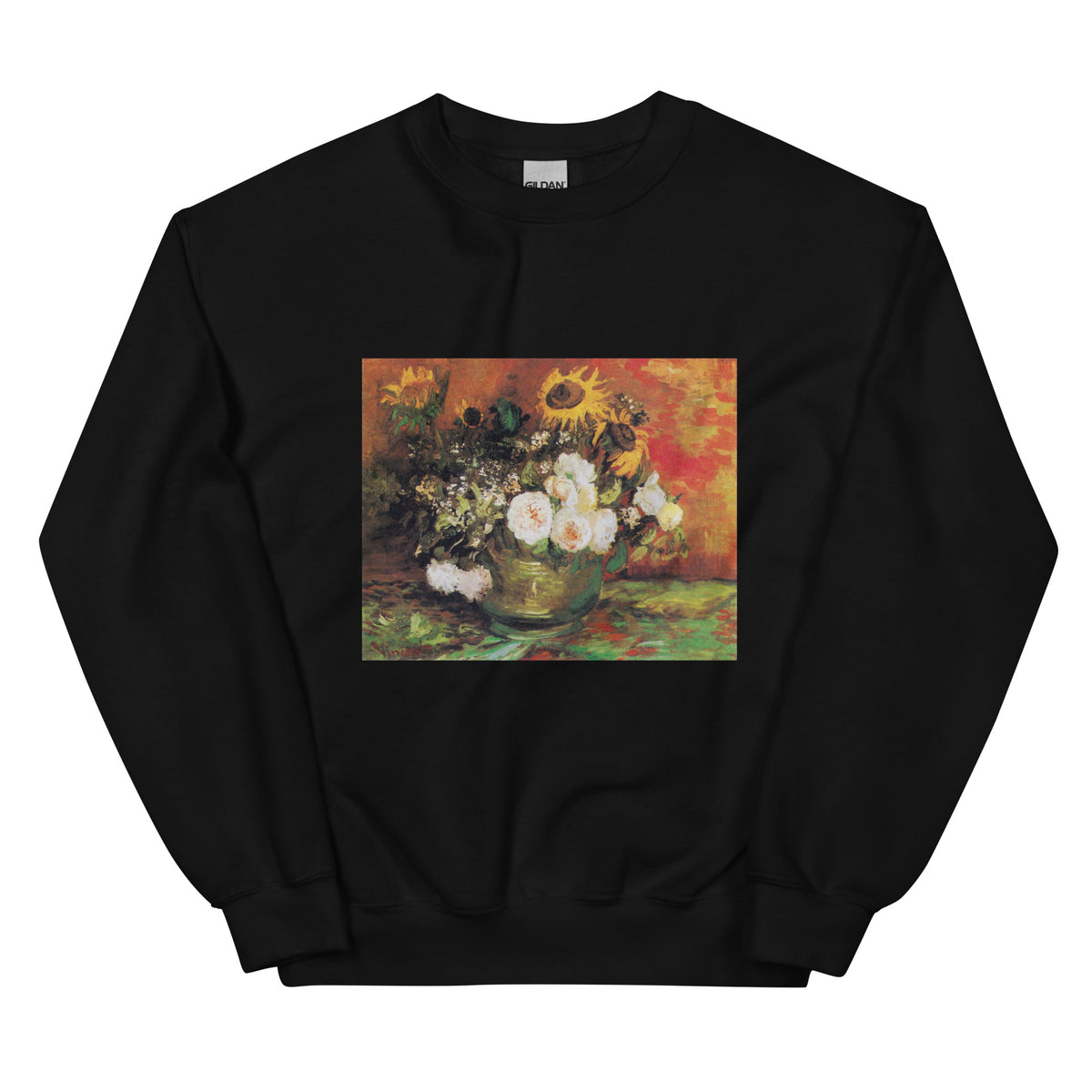 Black Sweater Vincent Van Gogh S Bowl With Sunflowers Roses And Other Flowers Famous Painting Essential