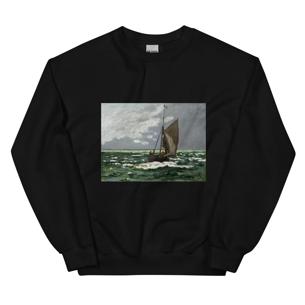 Black Sweater Claude Monet S Seascape Storm Famous Painting Essential