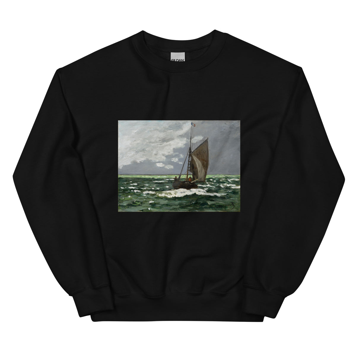 Black Sweater Claude Monet S Seascape Storm Famous Painting Essential