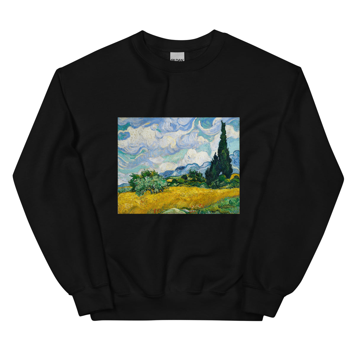 Black Sweater Vincent Van Gogh S Wheat Field With Cypresses Famous Painting Essential