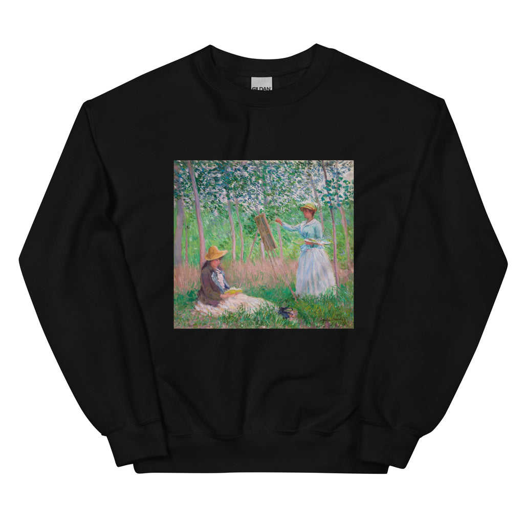 Black Sweater In The Woods At Giverny Blanche Hoschede At Her Easel With Suzanne Hoschede Reading Essential