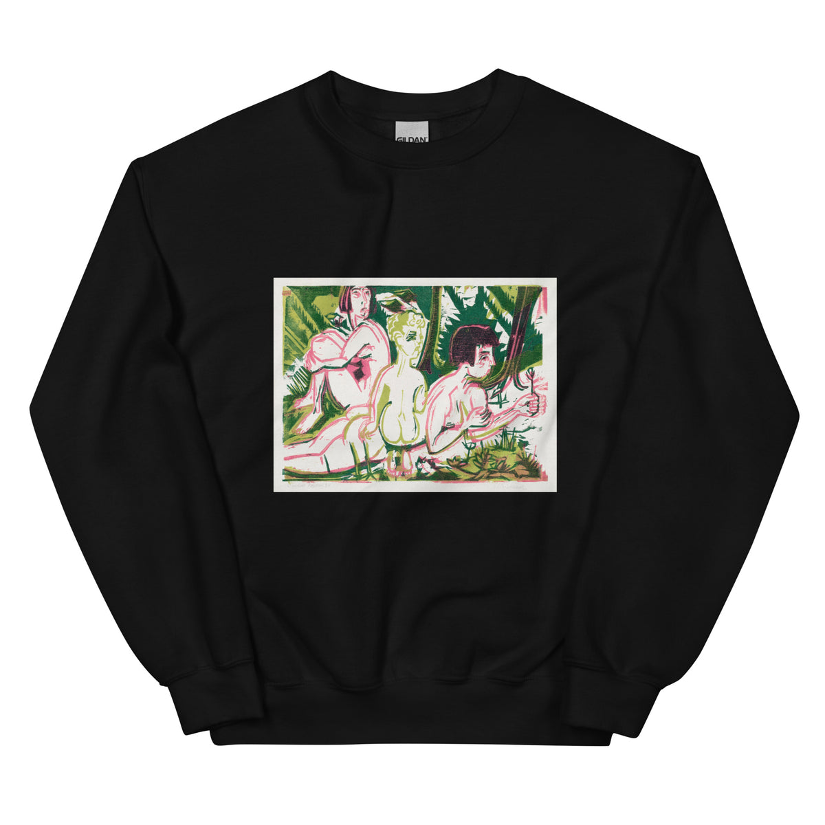 Black Sweater Nude Women With A Child In The Forest Print Essential