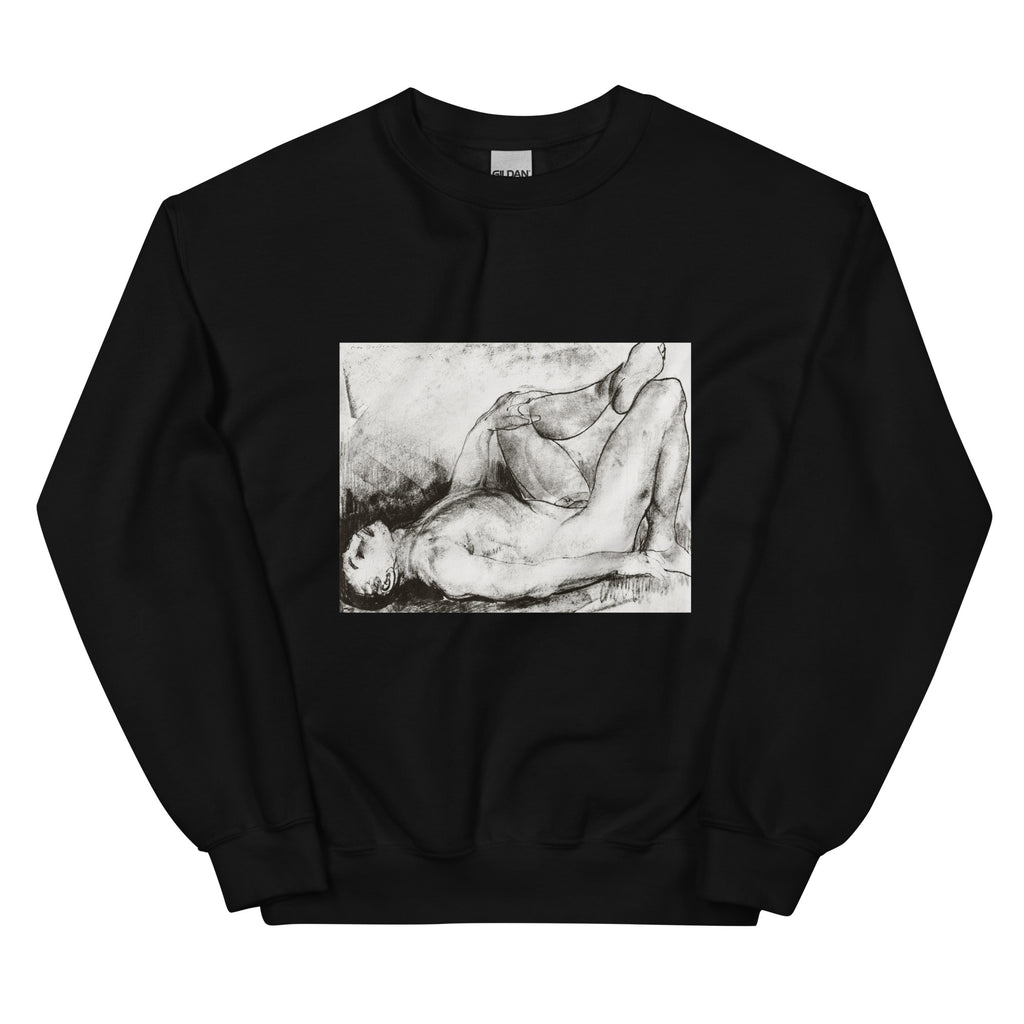 Black Sweater Man On His Back Nude Print Essential