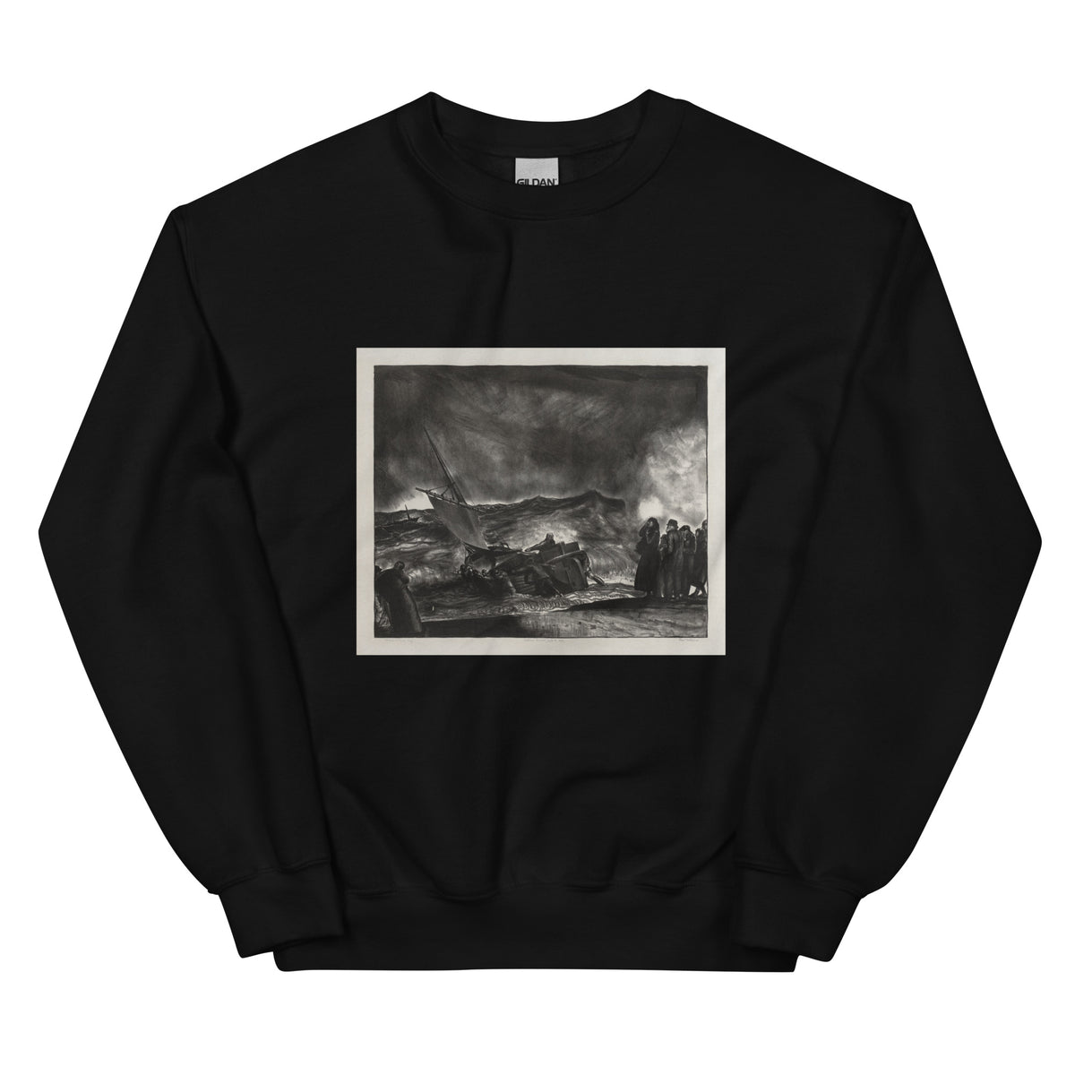 Black Sweater Allan Donn Puts To Sea Print Essential