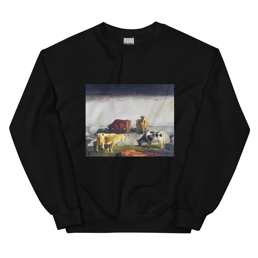 Black Sweater Five Cows Print Essential