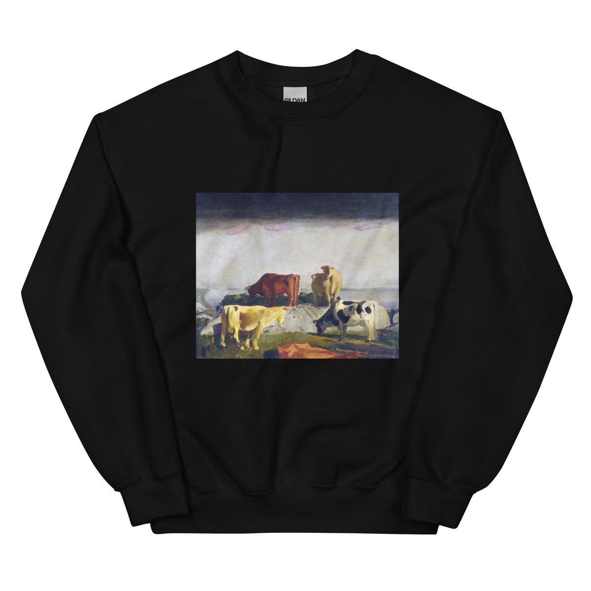 Black Sweater Five Cows Print Essential