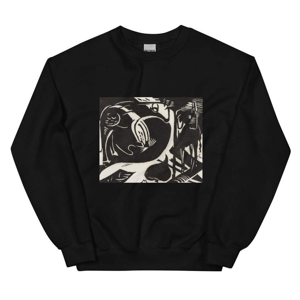 Black Sweater Two Mythical Animals Print Essential
