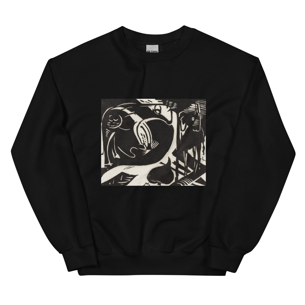 Black Sweater Two Mythical Animals Print Essential