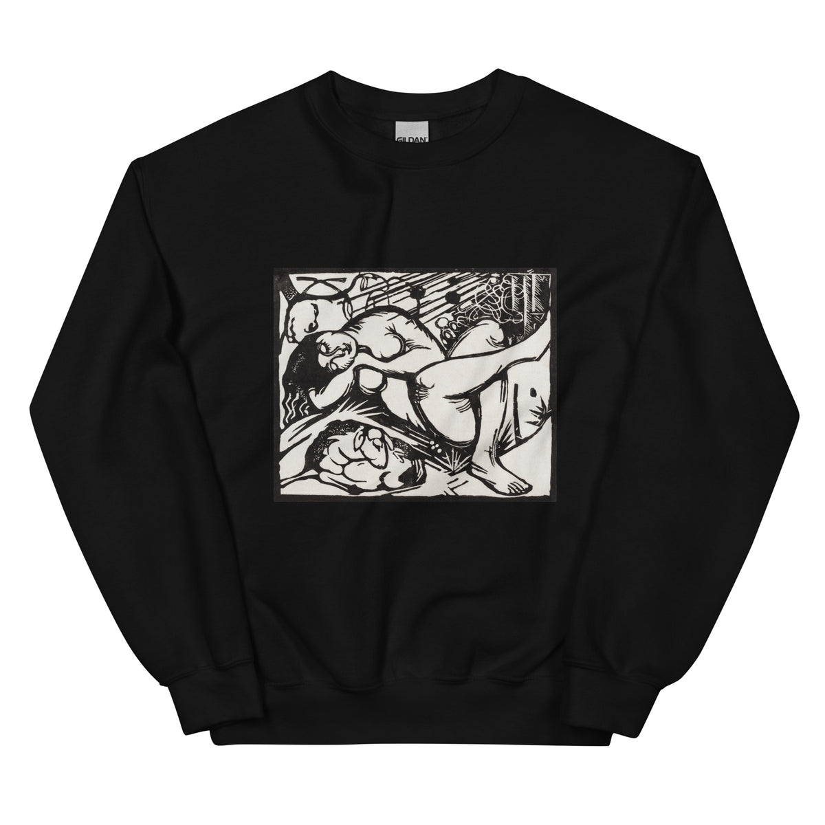 Black Sweater Sleeping Shepherdess Print Essential